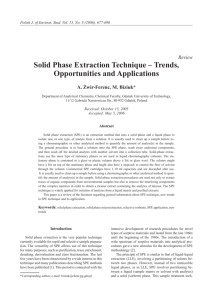 Solid Phase Extraction Technique – Trends, Opportunities and