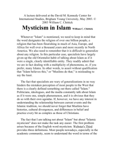 Mysticism in Islam – William Chittick
