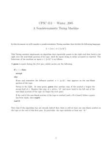 CPSC 313 - A Nondeterministic Turing Machine