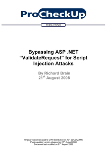 Bypassing ASP .NET “ValidateRequest” for Script Injection Attacks