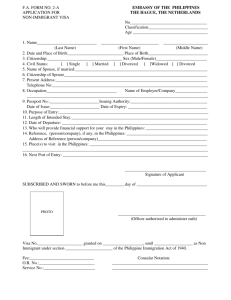 F.A. FORM NO. 2-A EMBASSY OF THE PHILIPPINES APPLICATION