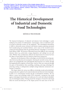 The Historical Development of Industrial and Domestic Food