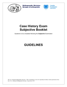 Final Subjective Case History Guidelines, Sept 8, 2015