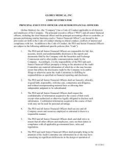 Code of Ethics for Principal Executive Officer and