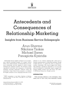 Antecedents and Consequences of Relationship Marketing