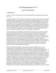 ACUS Recommendation 77-3 Ex Parte Communication in Informal