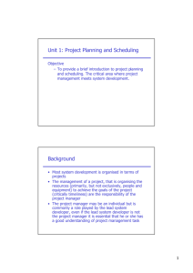 Unit 1: Project Planning and Scheduling Background