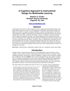 A Cognitive Approach to Instructional Design for Multimedia Learning