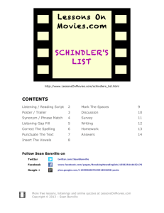 Lessons On Movies.com SCHINDLER'S LIST