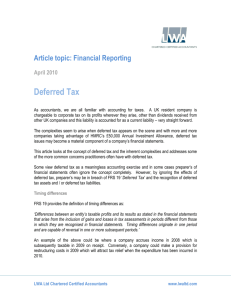 Deferred Tax - Leavitt Walmsley Associates