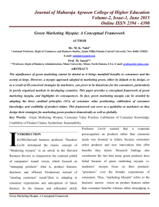 Green Marketing Myopia - Journal of Maharaja Agrasen College of