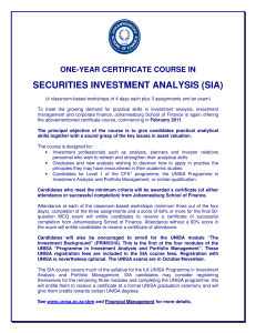 SECURITIES INVESTMENT ANALYSIS (SIA)