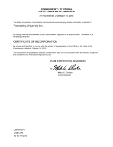 CERTIFICATE OF INCORPORATION Podcasting University Inc.