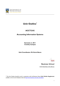 Unit Outline* ACCT2242 Accounting Information Systems