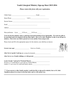 Youth Liturgical Ministry Sign-up Sheet 2015-2016