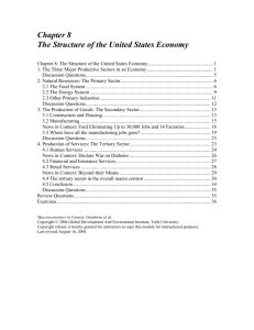 Chapter 8 The Structure of the United States Economy