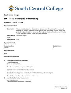 MKT 1810 Principles of Marketing