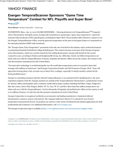 Exergen TemporalScanner Sponsors GameTime Temperature