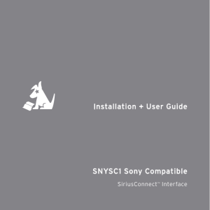 Installation + User Guide SNYSC1 Sony Compatible