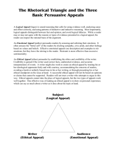 The Rhetorical Triangle and the Three Basic Persuasive Appeals