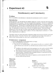 Exp 43 Stoich & Calorimetry