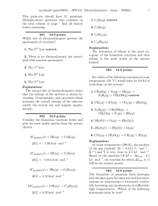 Worksheet 6A on Thermodynamics