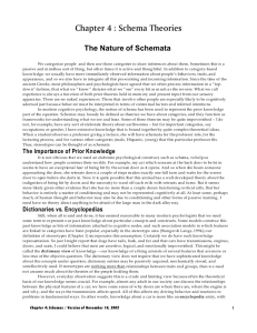 Chapter 4 : Schema Theories - Second year psychology 2014