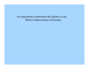 An experiment to determine the distance to the Moon (without using