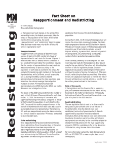 Fact Sheet on Reapportionment and Redistricting.