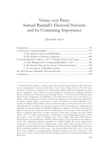 Samuel Randall's Electoral Heroism and Its Continuing Importance