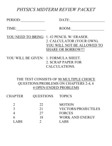 CHEMISTRY MIDTERM REVIEW PACKET