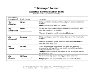 “I Message” Format - Dr. Ray Wm. Smith