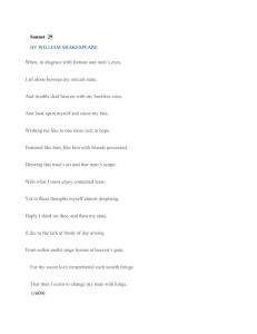 Sonnet 29 BY ​WILLIAM SHAKESPEARE When, in disgrace with