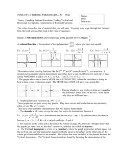 Notes for 3.5 Rational Functions (pp. 350 – 362)