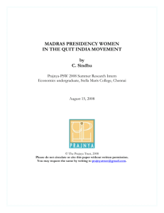 Madras Presidency Women in the Quit India Movement