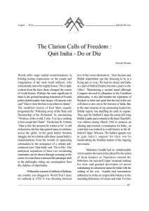 The Clarion Calls of Freedom : Quit India - Do or Die