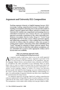 Argument and University ELL Composition
