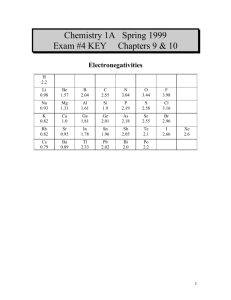 Chemistry 1A Spring 1999 Exam #4 KEY Chapters 9 & 10