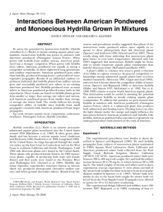 Interactions Between American Pondweed and Monoecious Hydrilla