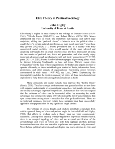 Elite Theory in Political Sociology John Higley