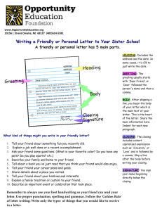 Writing a Friendly or Personal Letter to Your Sister School