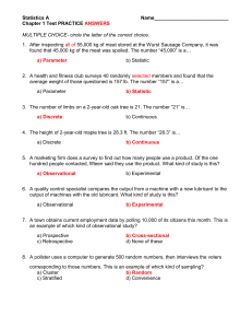 Statistics A Name___________________________ Chapter 1 Test