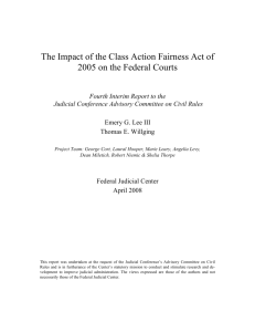 The Impact of the Class Action Fairness Act of 2005 on