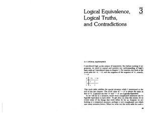 Logical Equivalence, Logical Truths, and Contradictions