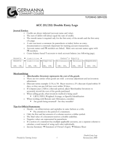 ACC 211/212: Double Entry Logs