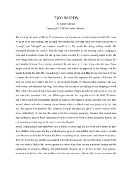 Two words by isabel allende essay
