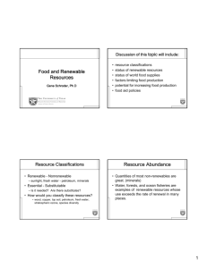 Food and Renewable Resources Food and Renewable Resources