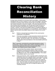 Clearing Bank Reconciliation History