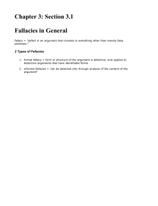 Chapter 3: Section 3.1 Fallacies in General