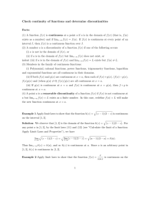 Check continuity of functions and determine discontinuities